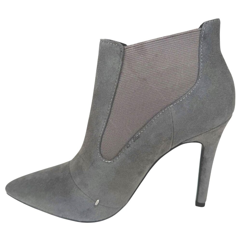 Women H By Halston Regina Gray Pull On Stiletto Heel Ankle Bootie Size 5.5 Suede - Picture 5 of 13